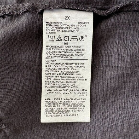 Old Navy Gray Embroidered Long Raglan Ballon Sleeve Boho Midi Dress Plus Size 2X - Picture 8 of 13